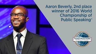 Aaron Beverly, 2nd place winner of 2016 World Championship of Public Speaking