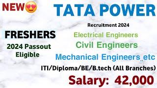 tata power recruitment 2024 | fresher | CTC: 5LPA| job vacancy 2024 | latest mnc jobs | private jobs