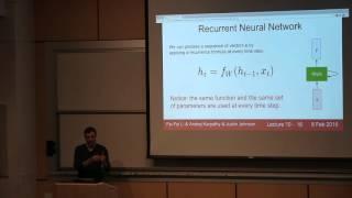 CS231n Winter 2016: Lecture 10: Recurrent Neural Networks, Image Captioning, LSTM