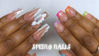 Doing both my hands using BTARTBOX X- COAT Tips | spring nails | review
