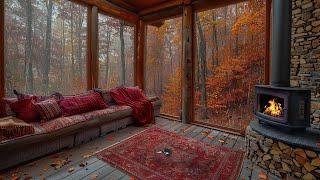 Cozy Living Room and Cat with Autumn Rain Sounds for Sleeping and Anxiety Relief