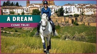 Equestrian Rides the Pura Raza Española at a Riding School in Spain