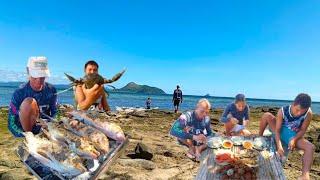 MUD CRAB SEA URCHIN AND GRILLED FISH FOR BREAKFAST