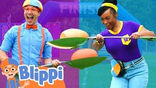 Blippi vs Meekah Humpty Dumpty Egg Game for Kids | Blippi - Learn Colors and Science