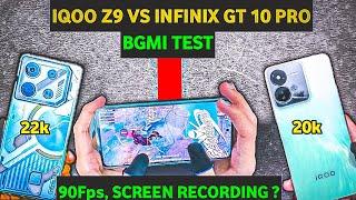 IQOO Z9 VS INFINIX GT 10 PRO BGMI TEST | 90FPS, SCREEN RECORDING, COMPETITIVE? | WHICH ONE BETTER |