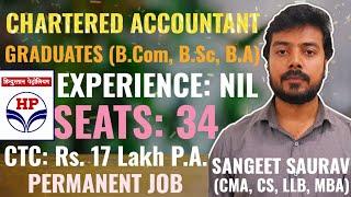Freshers CA, Graduates Permanent Vacancies in HPCL (Govt./PSU)