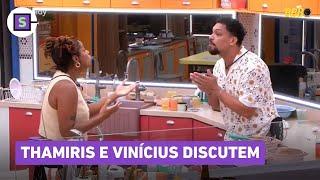 BBB 25: Clima esquenta! Thamiris e Vinícius DISCUTEM após caírem no paredão; veja vídeo