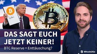 BITCOIN RESERVE IST DA! - Warum reagiert der Krypto-Markt NEGATIV?