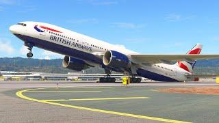 Beautiful Landing Boeing 777 British Airways at San Francisco Airport MFS2020