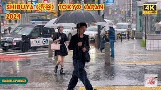 【4k hdr】 3 Hours Rainy day Walk in Shibuya (渋谷) Tokyo Japan | Typhoon Ambi （台風7号）