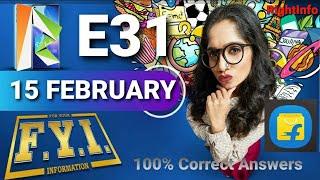 Flipkart FYI (For Your Information) Quiz Answers E31 | 15 February 2021 | 100% Correct Answers