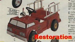 Sanding on the Pedal Car - AMF Fire Truck restoration