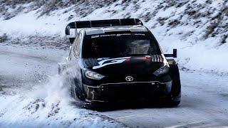 Snowy WRC Monte-Carlo test for Kalle Rovanperä with the 2025 Non-Hybrid Toyota GR Yaris Rally1!