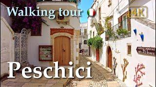 Peschici (Puglia), Italy【Walking Tour】History in Subtitles - 4K