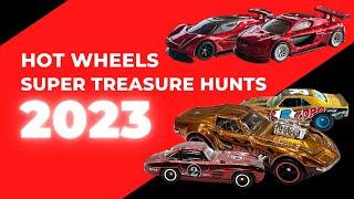 ALL HOT WHEELS 2023 SUPER TREASURE HUNTS so far! Lotus Evija, '68 Corvette, Renault Sport RS,...