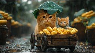 Mama Cat Harvests Corn and Sells It at the Market & Makes Tiger Hat For Kittens At Home #cat #cute
