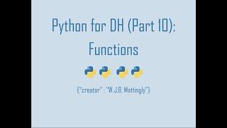 Python for Digital Humanities (10: Functions)