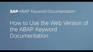 ABAP Keyword Documentation on SAP Help Portal
