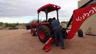 kubota m 62 removing backhoe and installing the 3 point with top and tilt kit