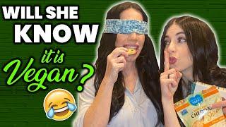 BLINDFOLDED TASTE TEST! (Shhh, It's Vegan) *HILARIOUS* | Cher & Dawn Hubsher from TLC sMothered