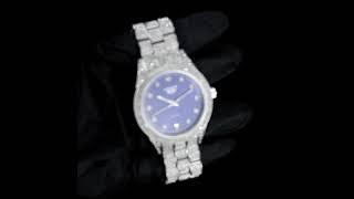 ON SALE NOW! 43mm Silver Iced Out Diamond Watch with Blue Face - $24.99 (link in description)