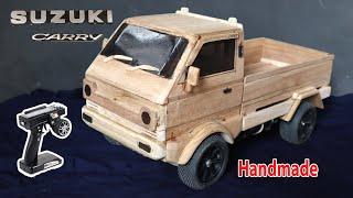 How to make Suzuki Carry Pickup RC Car from Wood.