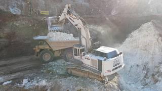 Liebherr 984 Excavator Loading Ore On Caterpillar 777 Dumpers - Sotiriadis/Labrianidis Quarry Works
