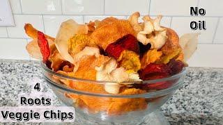 HOW TO MAKE 4 ROOTS VEGGIE CHIPS | NO OIL | CRUNCHY |CHYUMMY