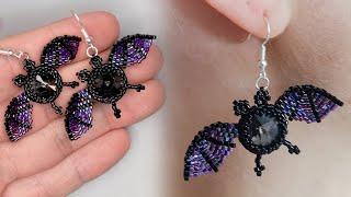 Halloween Beaded Earrings Tutorial: How to make beaded bat earrings