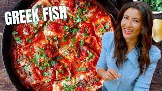 Greek Fish with Tomatoes and Onions: The BEST fish dinner!