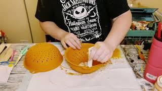 Dollar Tree strainer pumpkin decor