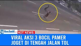 Viral Aksi 3 Bocil Pamer Joget di Tengah Jalan Tol Jakarta-Cikampek KM 56