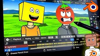 How to create 2D animation in BLENDER - Animation Tutorial (Grease Pencil for Drawing)