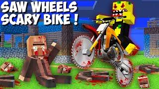 I found A SCARY MOTORBIKE WITH SAW WHEELS in Minecraft ! DEADLY BIKE VS VILLAGERS !