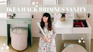 IKEA Hack! Brimnes Dressing Table | Grasscloth Wallpaper look 