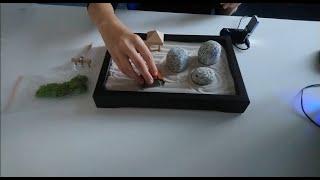 ASMR Zen Garden - Unboxing and Playing (whisper, crinkle bag, sand sounds)