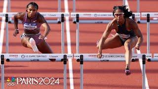 Masai Russell SQUEAKS BY Alaysha Johnson, wins 100m hurdles heat at Trials | NBC Sports