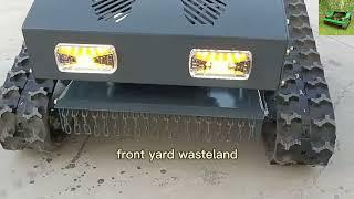 remote controlled rubber track cutting grass machine made by Vigorun Tech, RC crawler weed eater