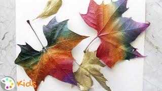 Fall Art Lesson for Kids | How to Paint Rainbow Leaves