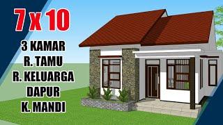 DESAIN RUMAH Sederhana 7X10 Meter 3 KAMAR || Rumah Minimalis Sederhana