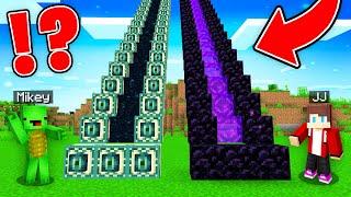 JJ and Mikey Found THE LONGEST PORTAL STARIS : END vs NETHER in Minecraft Maizen!