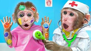 KiKi Monkey pretend Doctor Check Up Health by Sticker Pox for Puppy and Duckling | KUDO ANIMAL KIKI