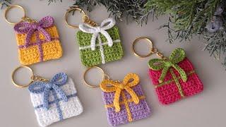 Surprise Everyone‼️ Easiest & Cutes Crochet Christmas Gift Wrap Keychain Tutorial