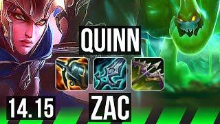 QUINN vs ZAC (JGL) | 57k DMG, 1400+ games, Legendary, 20/6/14 | NA Master | 14.15