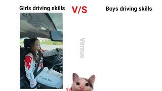 Girls driving skills V/S Boys driving skills #funny #tiktok #viral #girlsvsboys