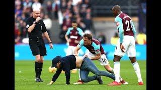 Crazy Scenes! West Ham Fan Enters The Pitch, Mark Noble Throws Him To The Floor | 10/03/2018