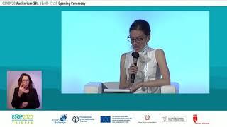 Dr Sanja Damjanović, ministarka nauke Crne Gore, na ESOF2020 otvaranju - 02/09/2020