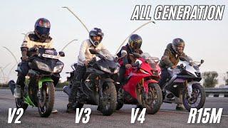 Yamaha YZF-R15 All Generation | V2, V3, V4, R15M RACE | First Time On My YouTube Channel