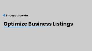 Optimize Business Listings