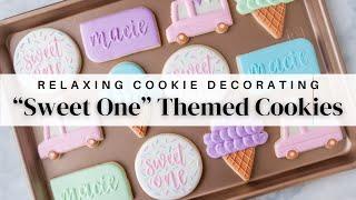 “Sweet One” ice cream themed sugar cookies. Relaxing cookie decorating. #cookies #royalicing